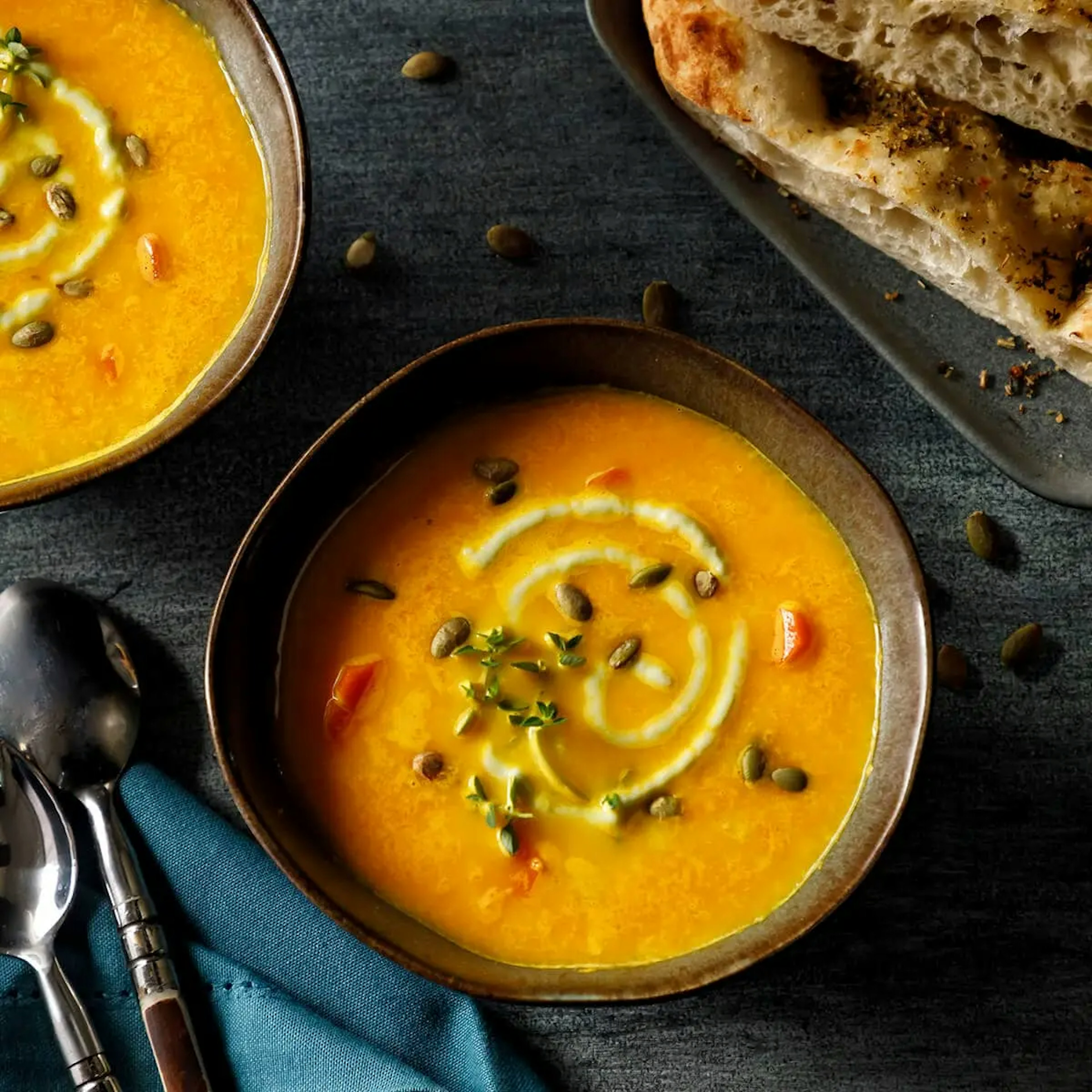 Roasted Sweet Potato Soup with Avocado Crema Recipe Card