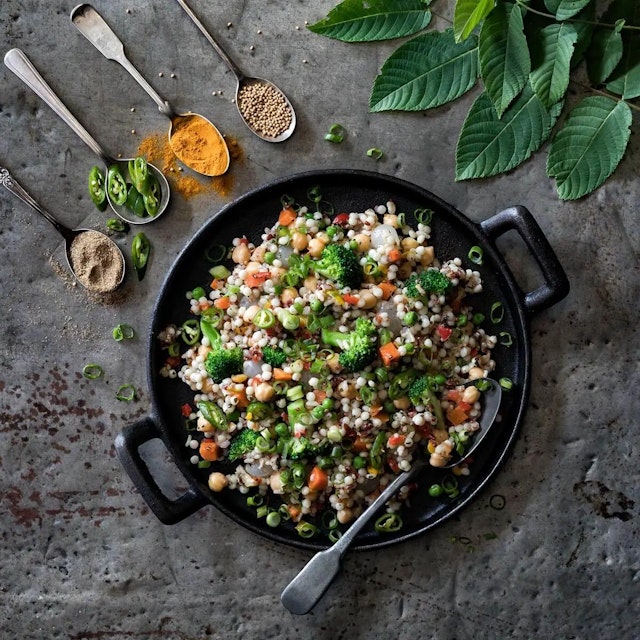 Indian Broccoli and Chickpea Dal