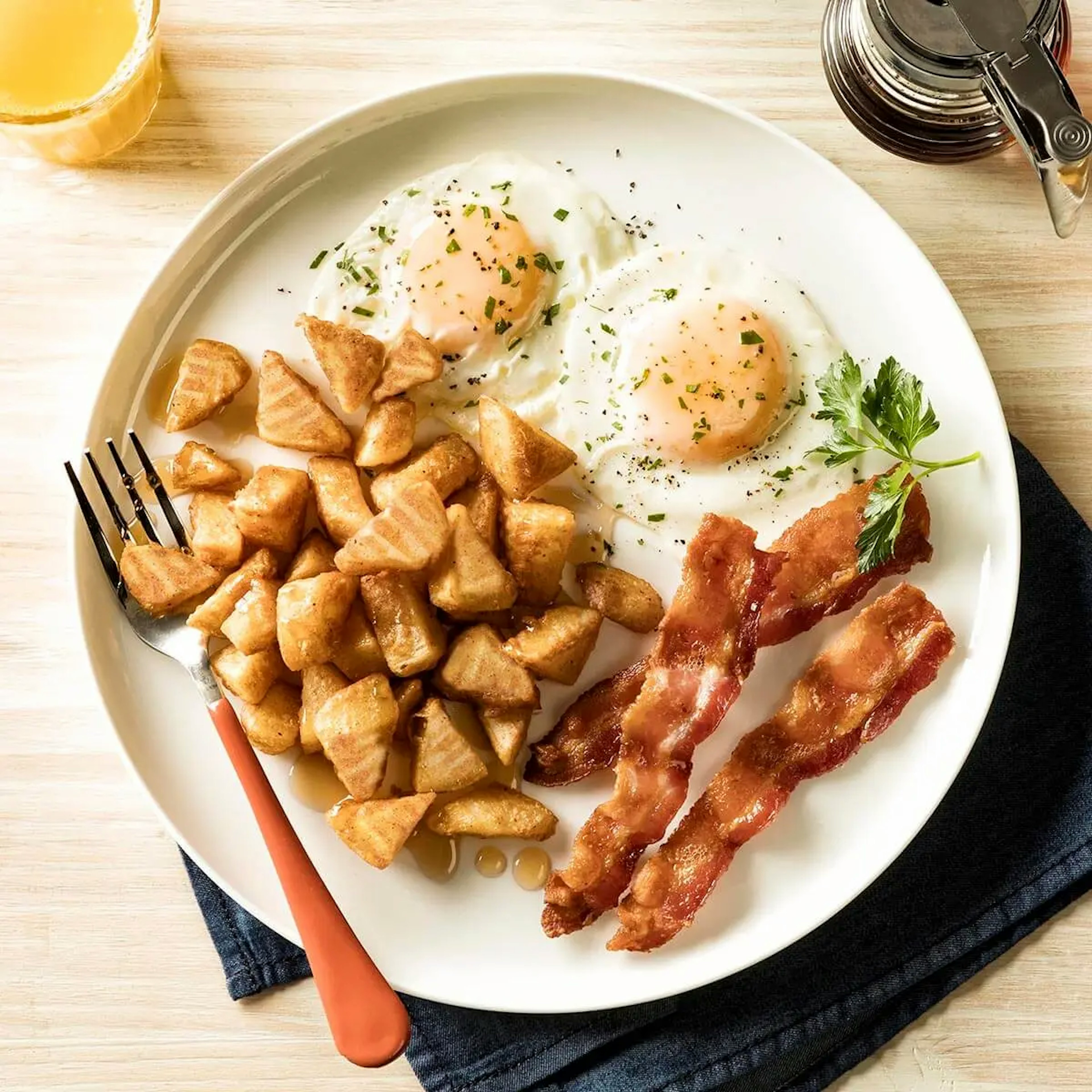 Maple Waffle Batter Bites Breakfast Plate Recipe Card