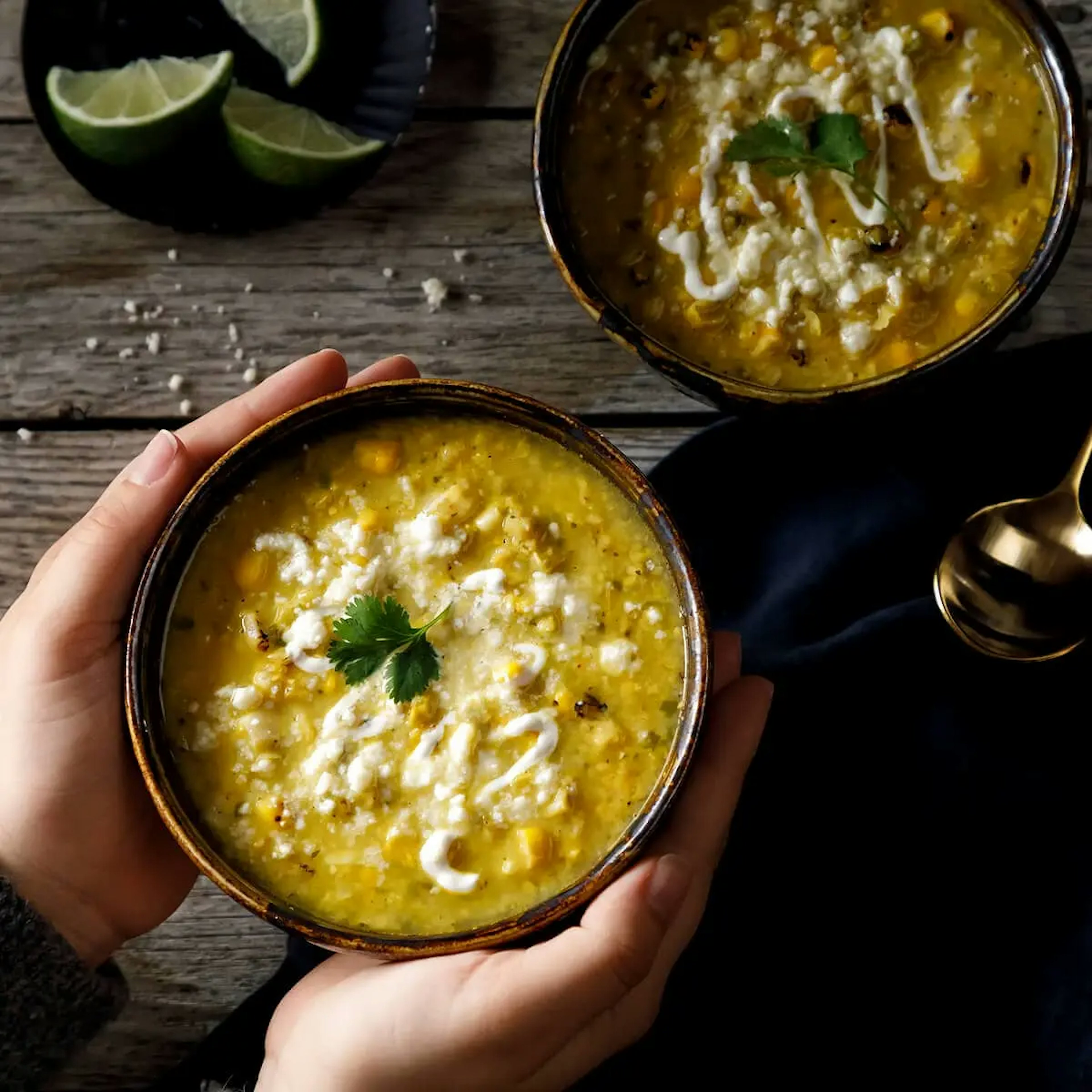 Mexican Elote-Style Street Corn Soup Recipe Card