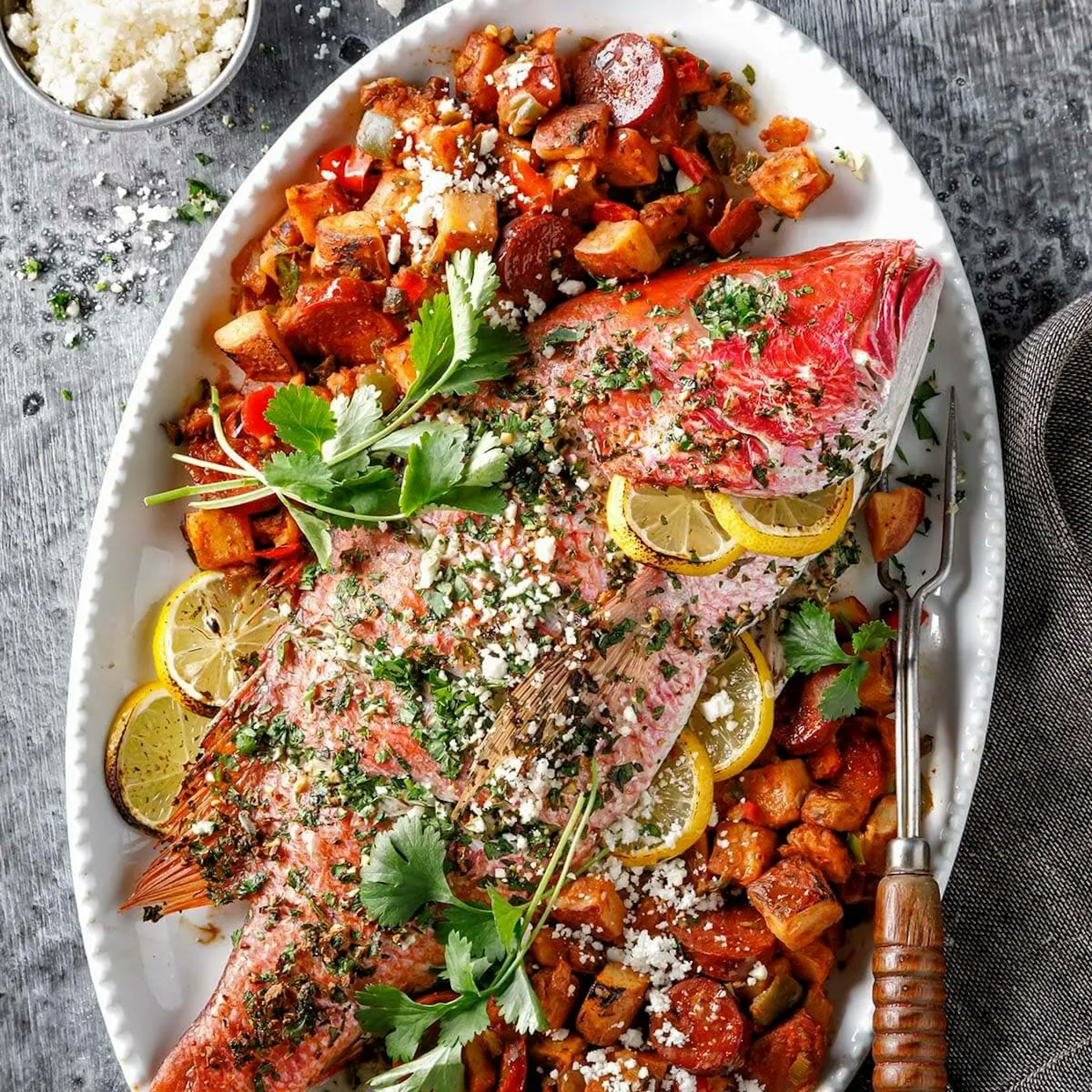 Spanish Potatoes with Chorizo and Tomatoes Recipe Card